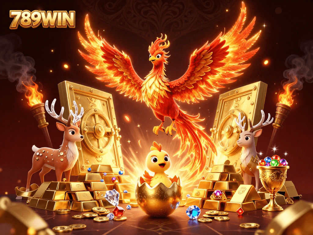 Experience the excitement at 789WIN, where winning opportunities and dazzling rewards await in a vibrant casino illustration.