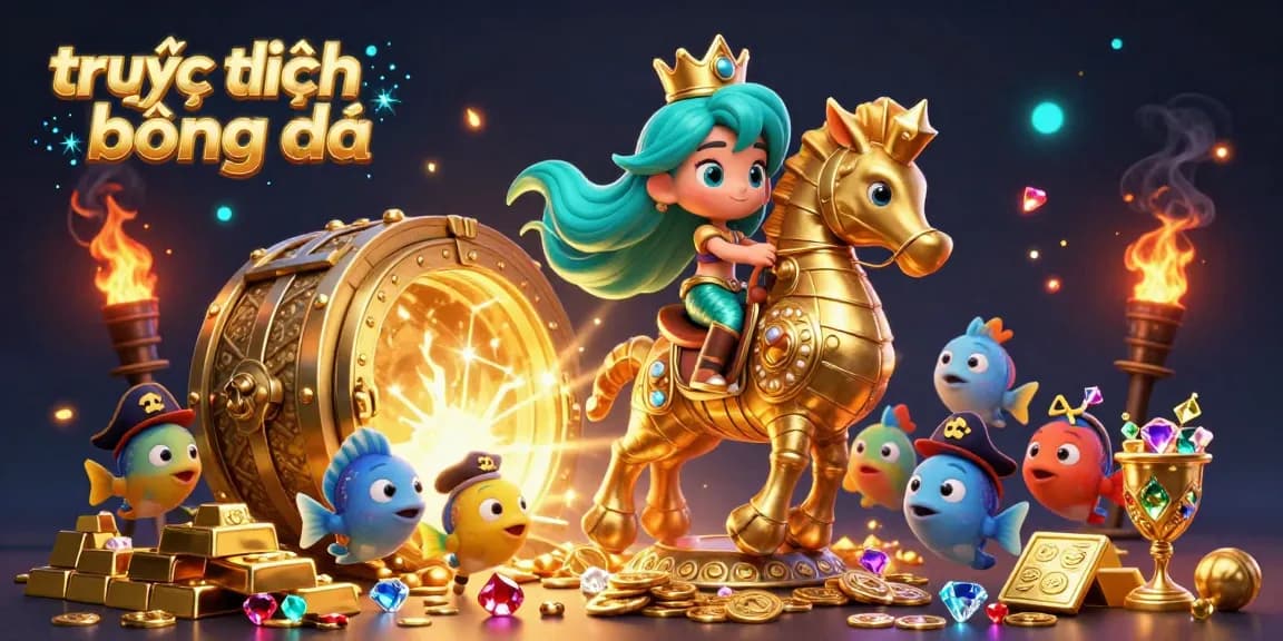 Experience thrilling trực tiếp bóng đá with colorful characters and vibrant casino elements in a packed fantasy scene.
