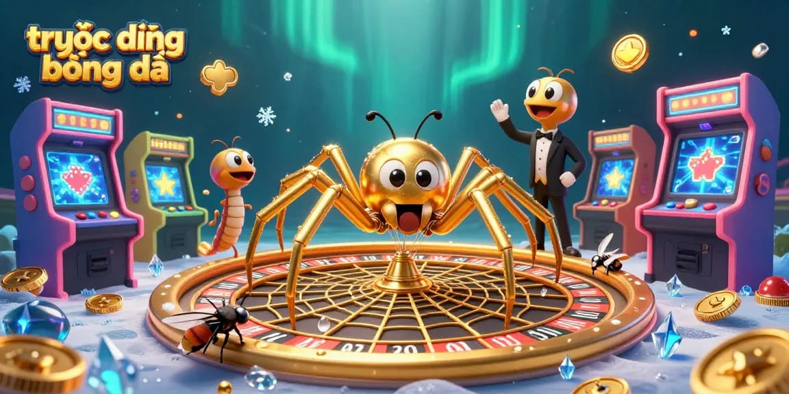 Engage in trực tiếp bóng đá with a vibrant scene of a spider-themed casino game experience.