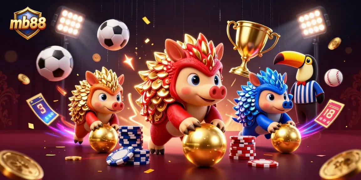 Engage in thrilling gameplay at mb88 while rival pangolins compete in a spectacular 3D casino scene.
