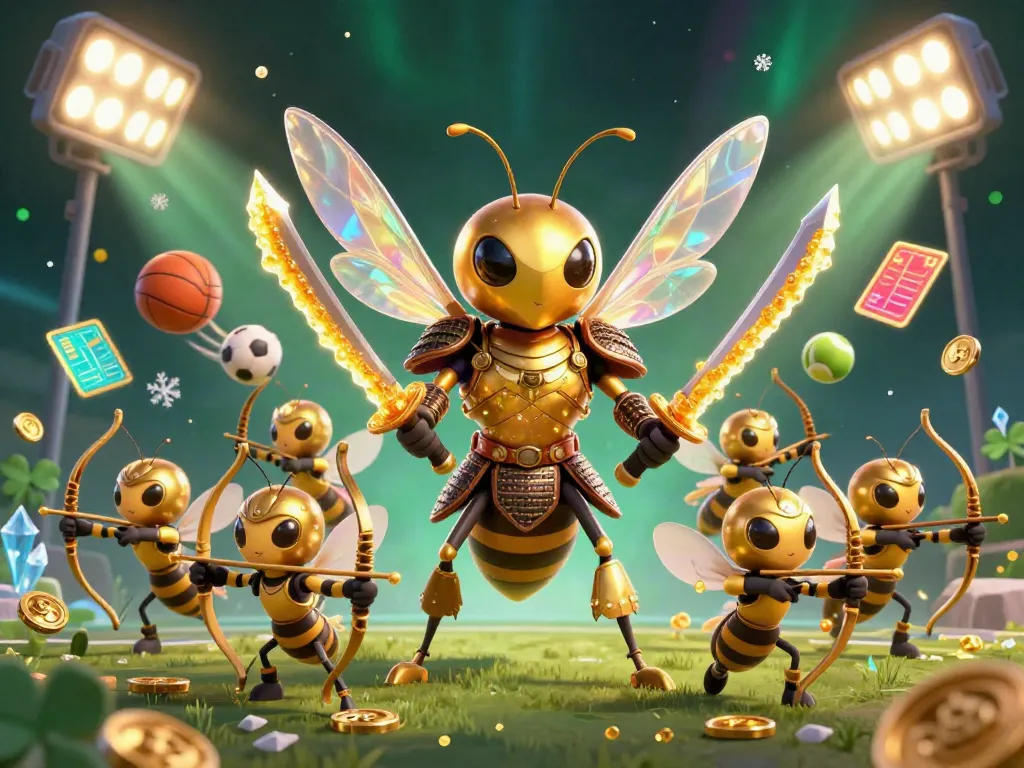 Experience the excitement of 123b with vibrant sports elements and a heroic hornet in an action-packed illustration.