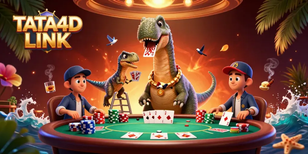 Engage with the vibrant TATA4D LINK scene showcasing unique casino elements and playful characters.