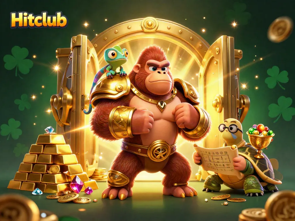 Experience the excitement of Hitclub with a dynamic casino scene filled with treasures and animated characters.