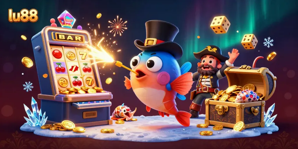 Experience the excitement of lu88 as glowing coins rain from an anglerfish, shrimp, and sea snail.
