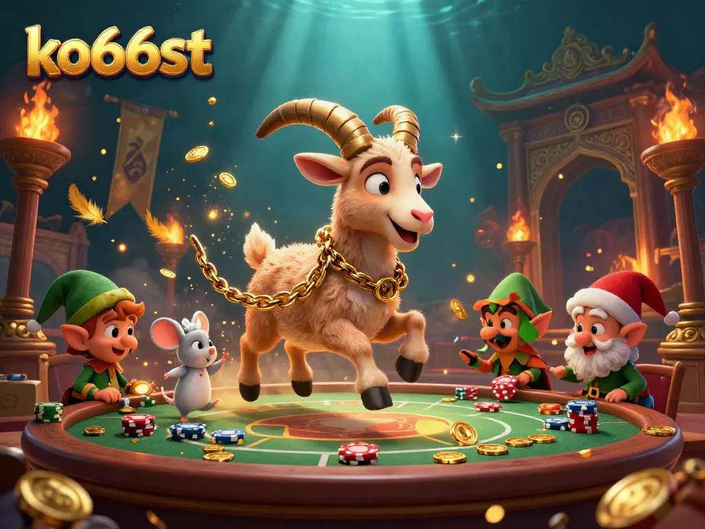 Engage in thrilling gameplay at ko66st with vibrant characters in a festive casino scene.