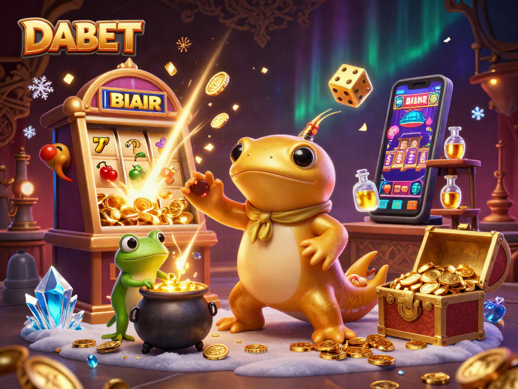 DABET showcases an exciting 3D casino scene with alchemists turning metals into gold, enhancing your gaming experience.