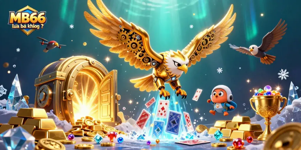 Engage with "MB66 lừa đảo không ?" in an exciting 3D casino scene featuring vibrant elements.