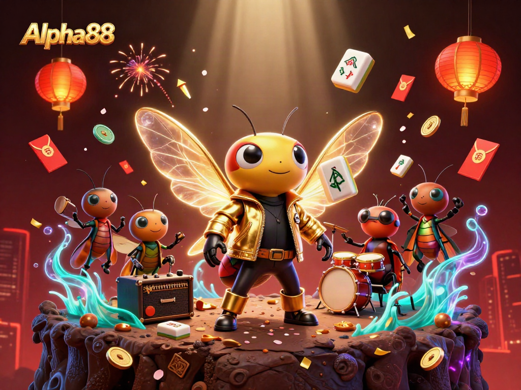 Experience Alpha88 excitement with vibrant 3D casino characters and dynamic gambling symbols.