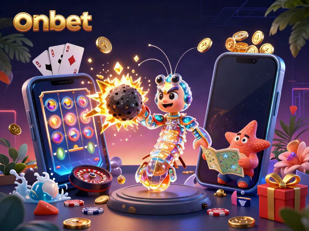 Experience vibrant gaming at onbet with a galactic theme, featuring colorful slot games and dynamic characters.