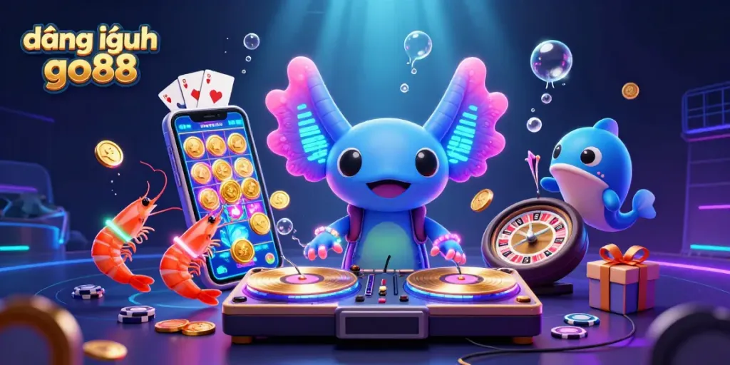 Trải nghiệm đăng nhập go88 với axolotl DJ, các trò chơi và phần thưởng.