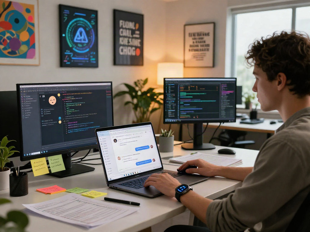 AI chat NSFW discussion happening in a vibrant tech workspace with engaging visuals and interactive elements.