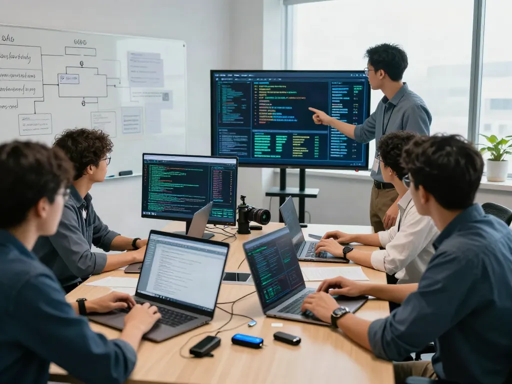 Cybersecurity team analyzing data security threats using tools for pecah404.