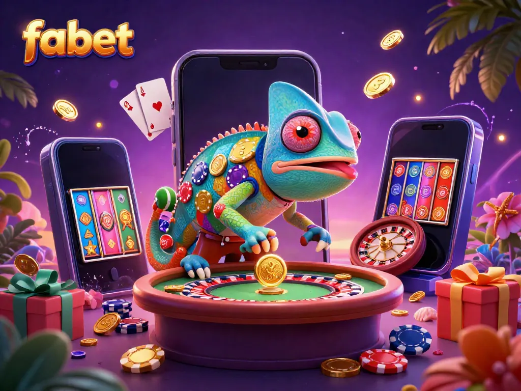 Engage in thrilling gameplay at fabet with a vibrant 3D scene of a dynamic casino experience.