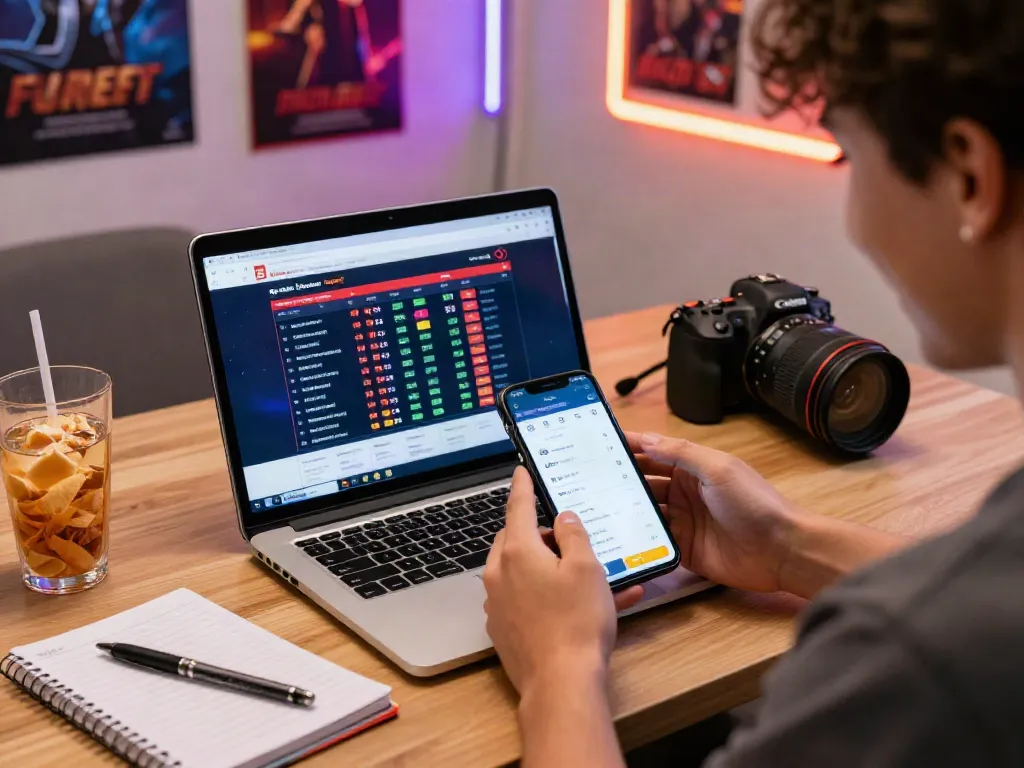 Engaging user experiencing bandar togel betting online with vibrant setup.