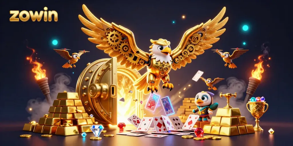 Zowin elevates gaming excitement with an epic 3D casino adventure featuring a cybernetic eagle and treasures.