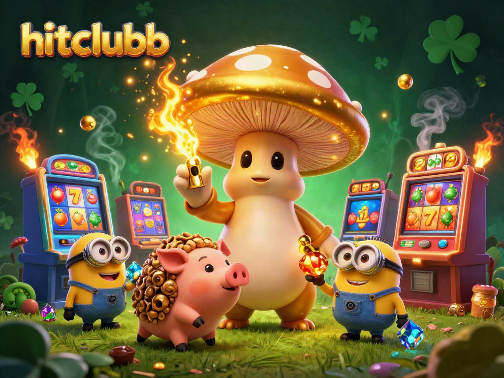 Hitclubb: Enjoy magical moments with a golden mushroom wizard and treasure elements in a vibrant casino.