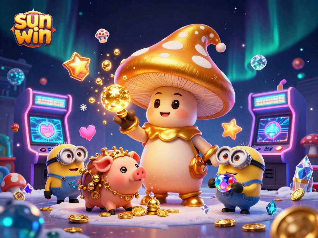 Experience the magical world of sun win with golden treasures in this vibrant casino scene.