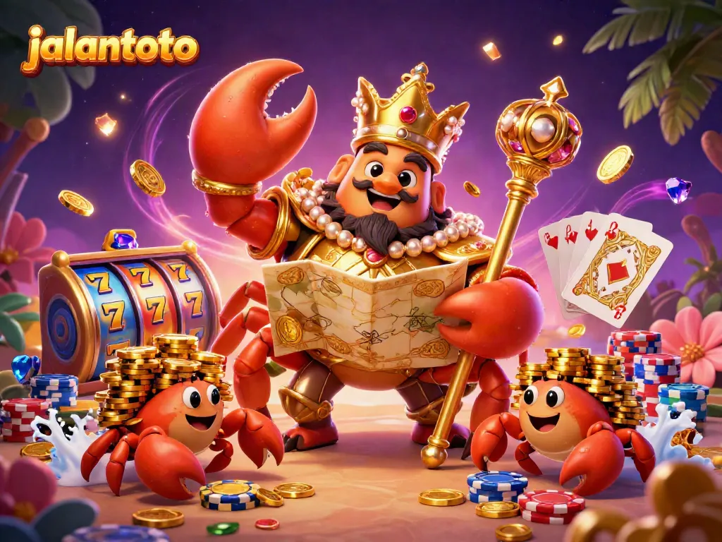 Experience the excitement of jalantoto with a golden crab emperor and thrilling casino elements.