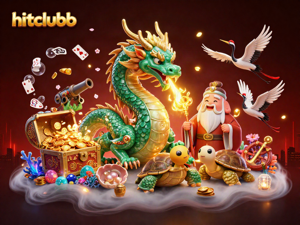 Experience thrilling wins at hitclubb with this vibrant 3D casino illustration showcasing luck and excitement.