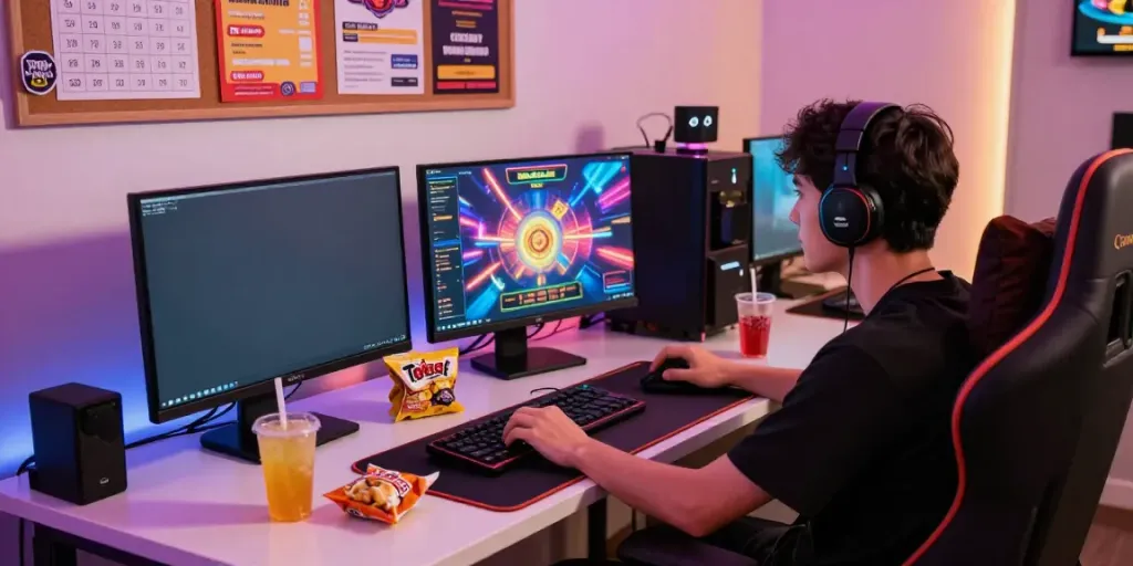 Engaged player enjoying davo 88 Togel online on a modern gaming setup.