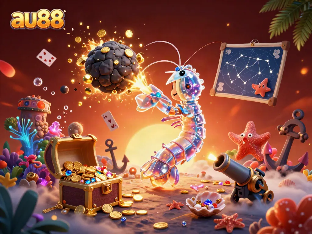 Experience thrilling wins at au88 with this vibrant underwater casino scene filled with treasures and games.