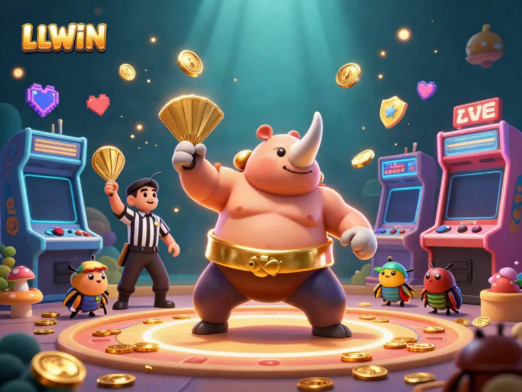 LLWIN showcases a thrilling gambling scene with lively characters and vibrant casino elements in 3D.