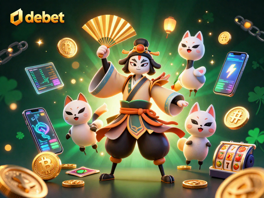 Experience the vibrant debet gaming world with kabuki warriors and crypto elements in action.