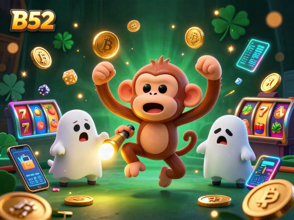 Engage with B52 in a thrilling haunted casino scene filled with vibrant gameplay elements and spooky character interaction.