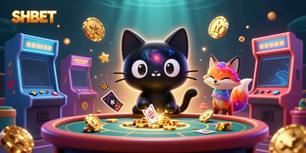 Experience thrilling gameplay with SHBET's cosmic casino featuring vibrant characters and dynamic elements.
