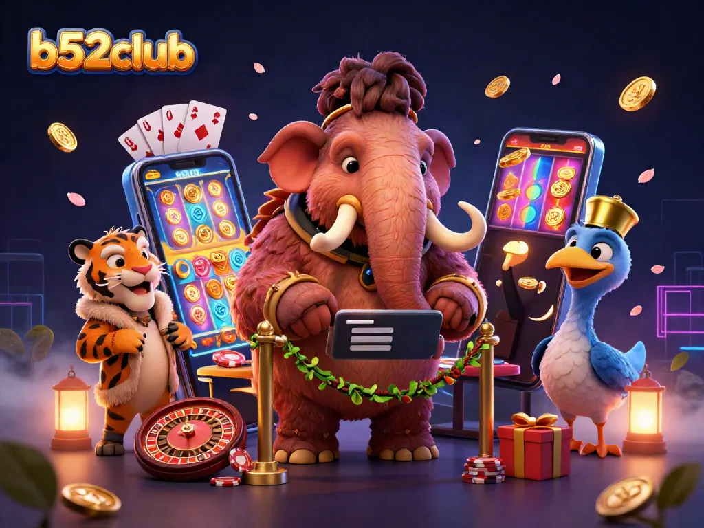 Experience the excitement of b52club with a vibrant casino scene showcasing engaging characters.