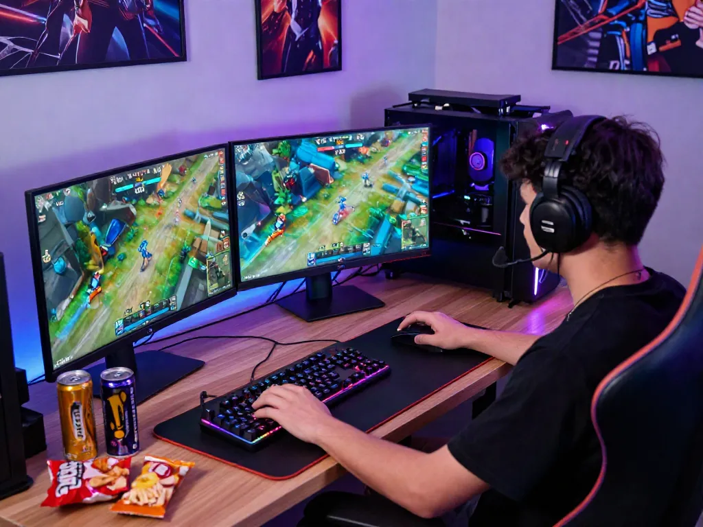 Engaging gaming setup showcasing istana404 online gaming experience with colorful displays and immersive atmosphere.