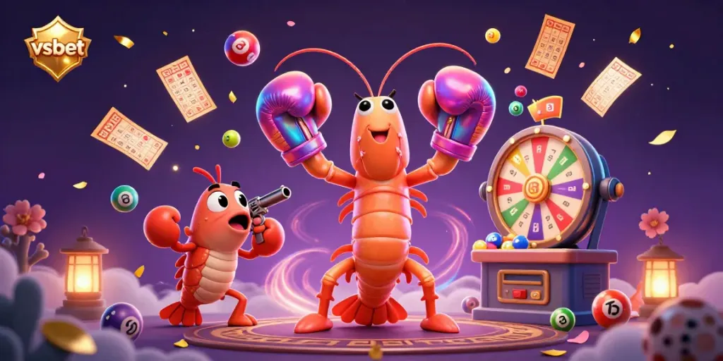 Engage in thrilling moments with vsbet featuring dynamic lottery elements and vibrant characters in a 3D casino scene.