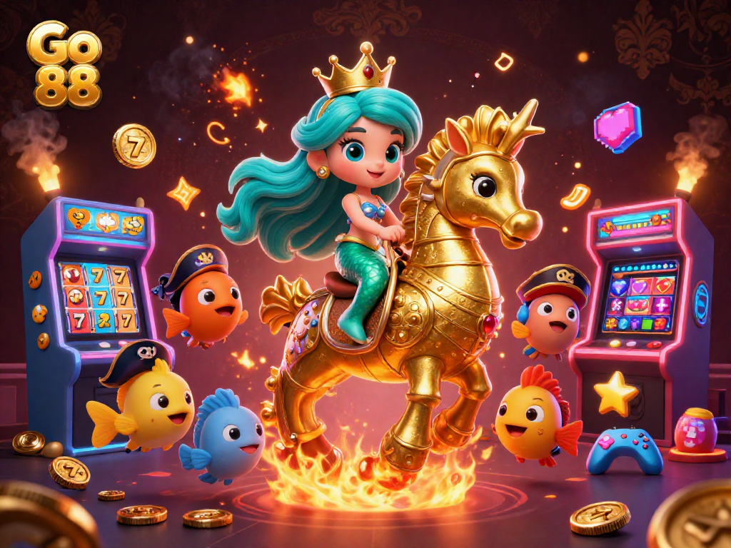 Experience the excitement of Go 88 with a vibrant mermaid casino adventure illustration.