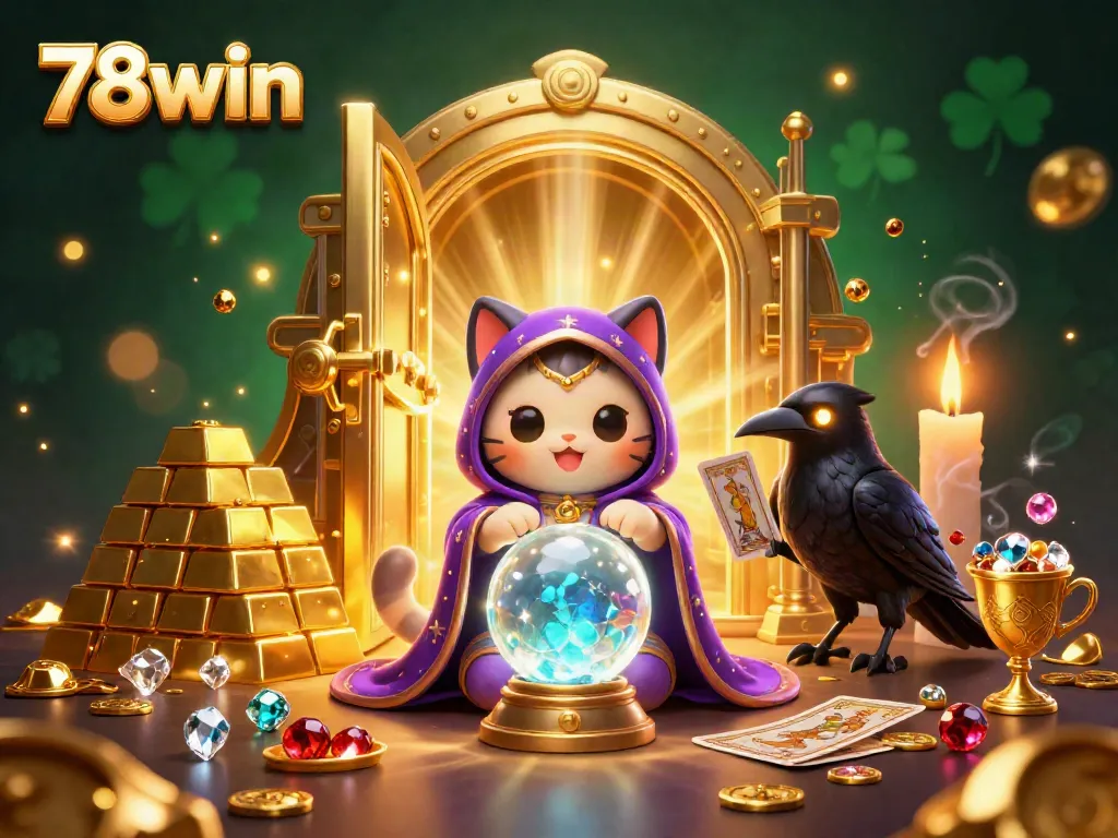 Engage in thrilling 78win adventures with mystical characters and treasures in a vibrant casino scene.