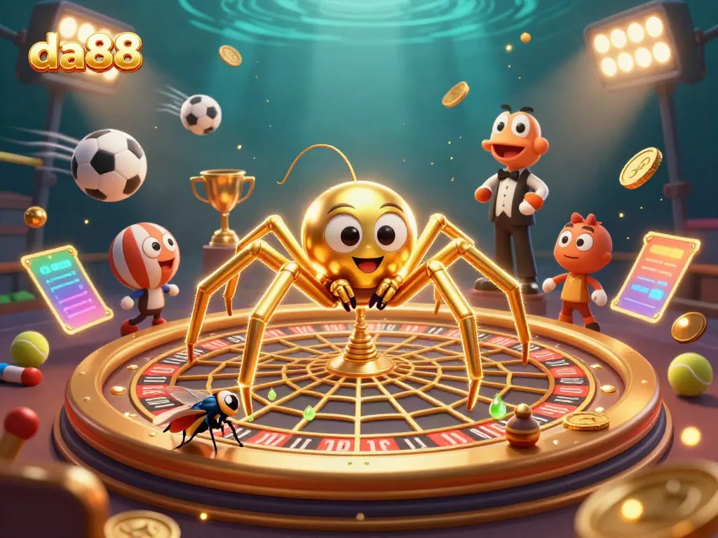 da88 casino experience with a golden spider and centipede croupier in dynamic action