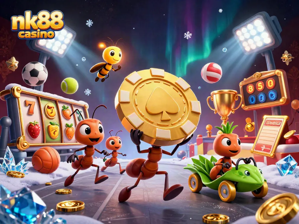 Engage in exciting gameplay at nk88 casino with an adventurous heist by cartoon ants.