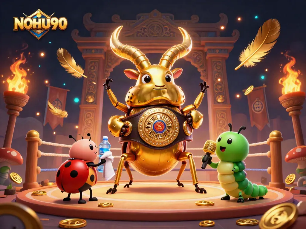 Engage in thrilling NOHU90 slots action with dynamic characters and vibrant casino atmosphere.