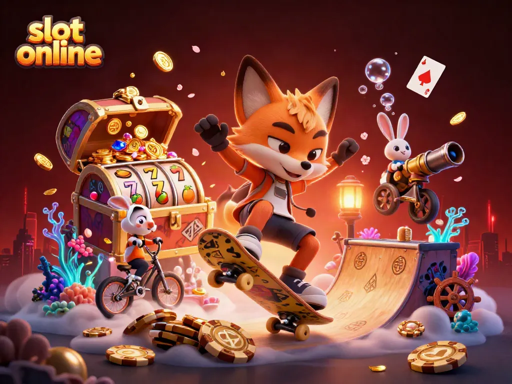 Engaging scene of a fox and rabbit giving a lively vibe in a vibrant slot online environment.