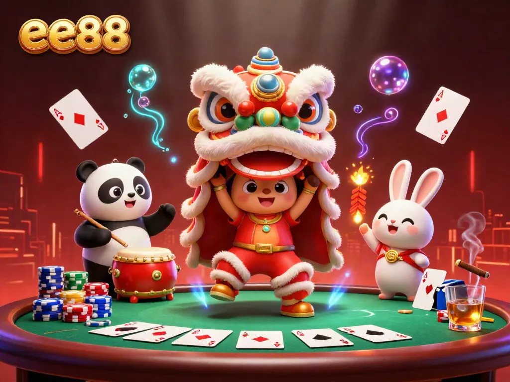 Experience exciting gaming adventures with ee88's vibrant 3D cartoon casino scene.