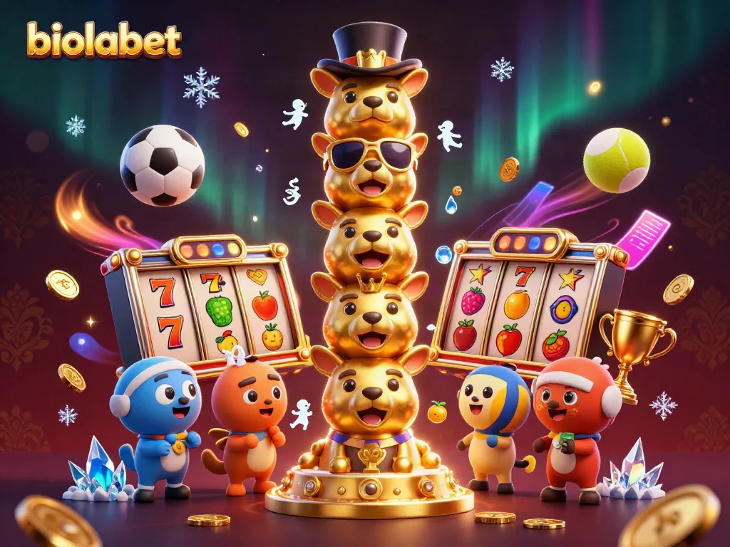 Engage with biolabet, featuring a vibrant 3D scene of a golden totem pole amidst dynamic casino elements.
