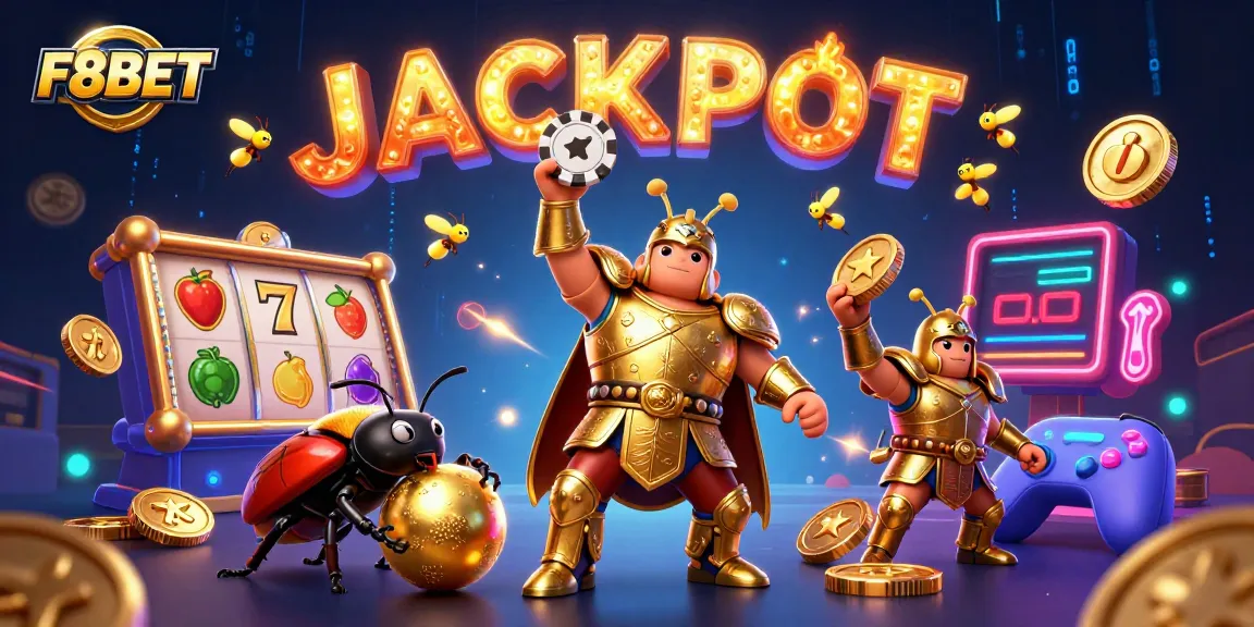 F8BET champions celebrate with a jackpot as they game in a dynamic casino atmosphere.