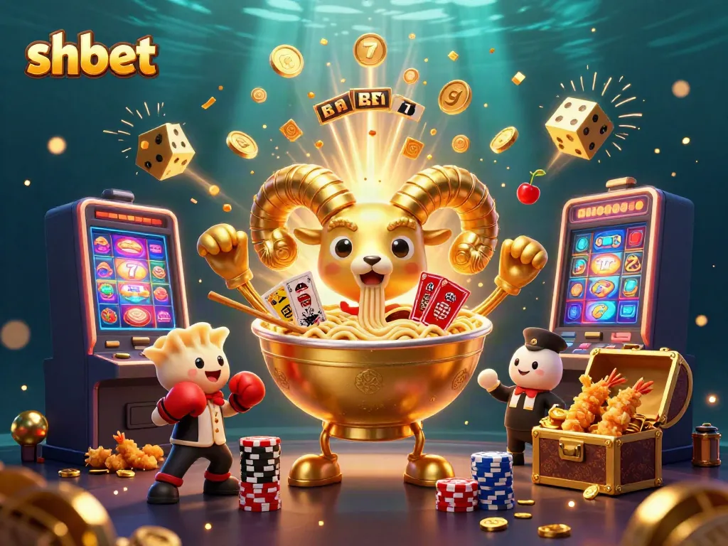 Experience the excitement at shbet casino with a vibrant scene of cartoon characters engaged in gaming.