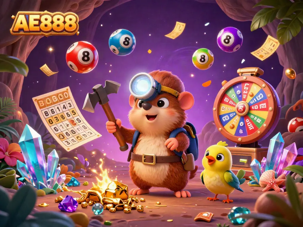 Experience the thrill of AE888 casino with vibrant games and treasures, featuring dynamic characters and interactive elements.