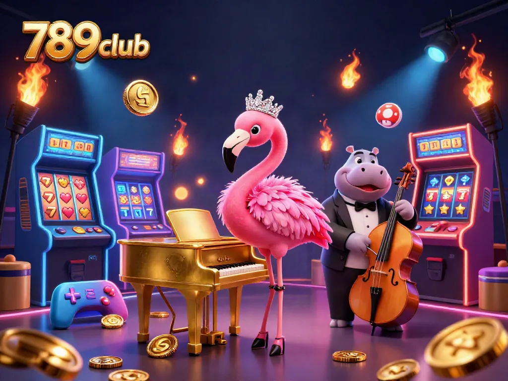 Experience excitement with the 789club as a flamingo singer plays in a vibrant casino scene.