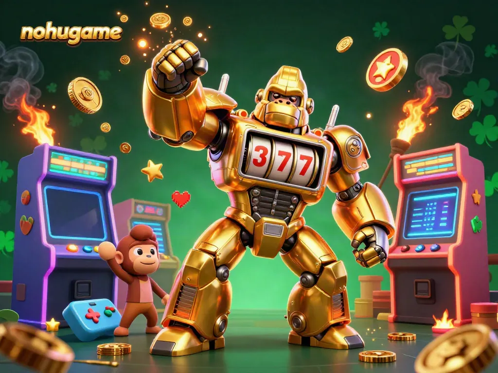 Experience high-stakes fun with nohugame's thrilling golden gorilla mech and dynamic game elements.