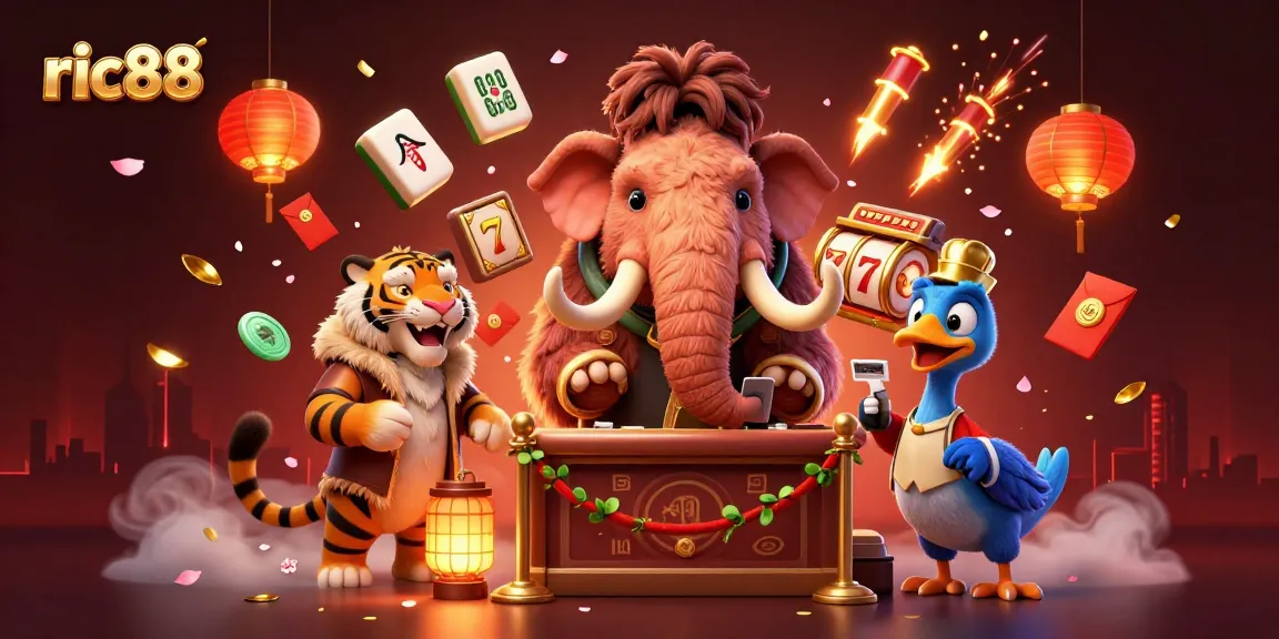 Experience ric88 excitement with a vibrant casino scene featuring unique characters and dynamic gaming elements